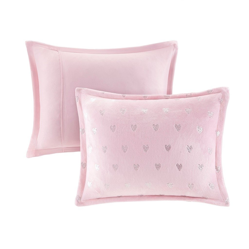 Gracie Mills Elysia Plush Comforter Set Twin Pink Metallic Heart GRACE-11234 Image 4