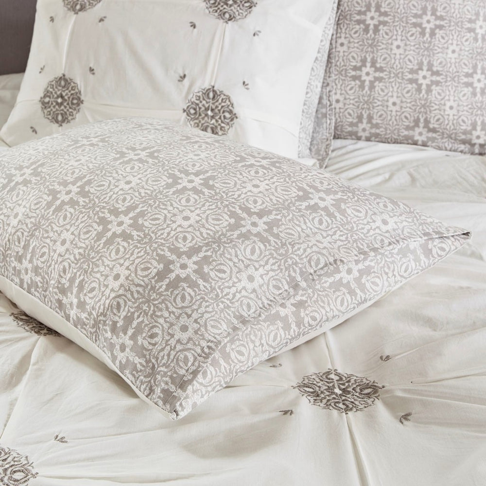 Gracie Mills Donna Chic Reversible Comforter Set Grey Ivory 6-Piece Cotton GRACE-12206 Image 2