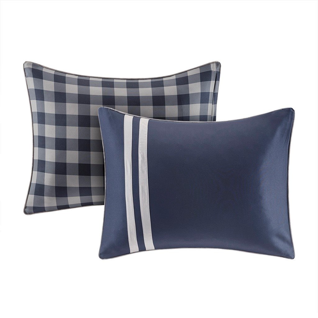 Gracie Mills Jacobs Navy Reversible Comforter Set with Buffalo Check Pattern - GRACE-12040 Image 4