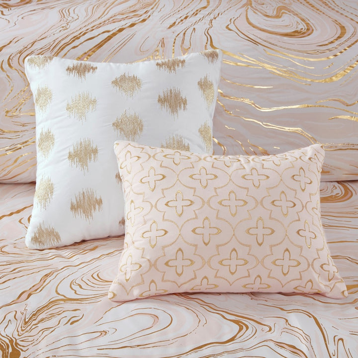 Gracie Mills Metallic Printed Comforter Set Blush Gold Twin GRACE-12798 Microfiber Image 2