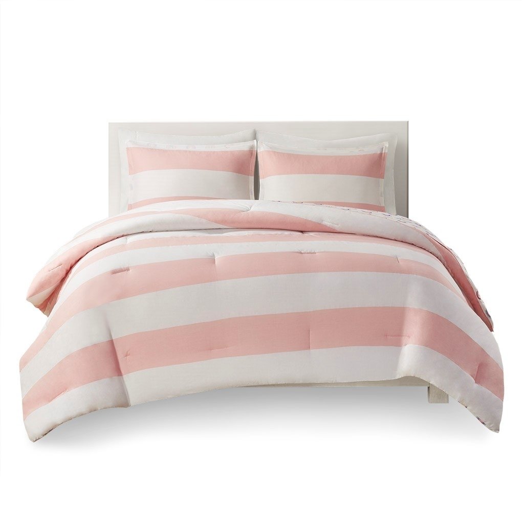 Gracie Mills Orson Cotton Reversible Comforter Set Rainbow Twin Cabana Stripe Image 1