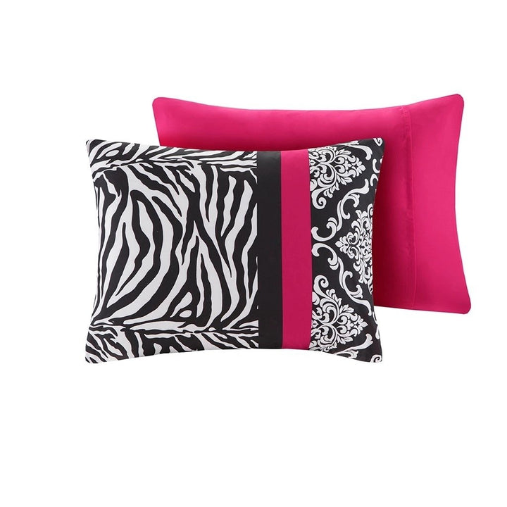 Gracie Mills 4-Piece Zebra Striped Comforter Set Black White Pink GRACE-6083 Image 5