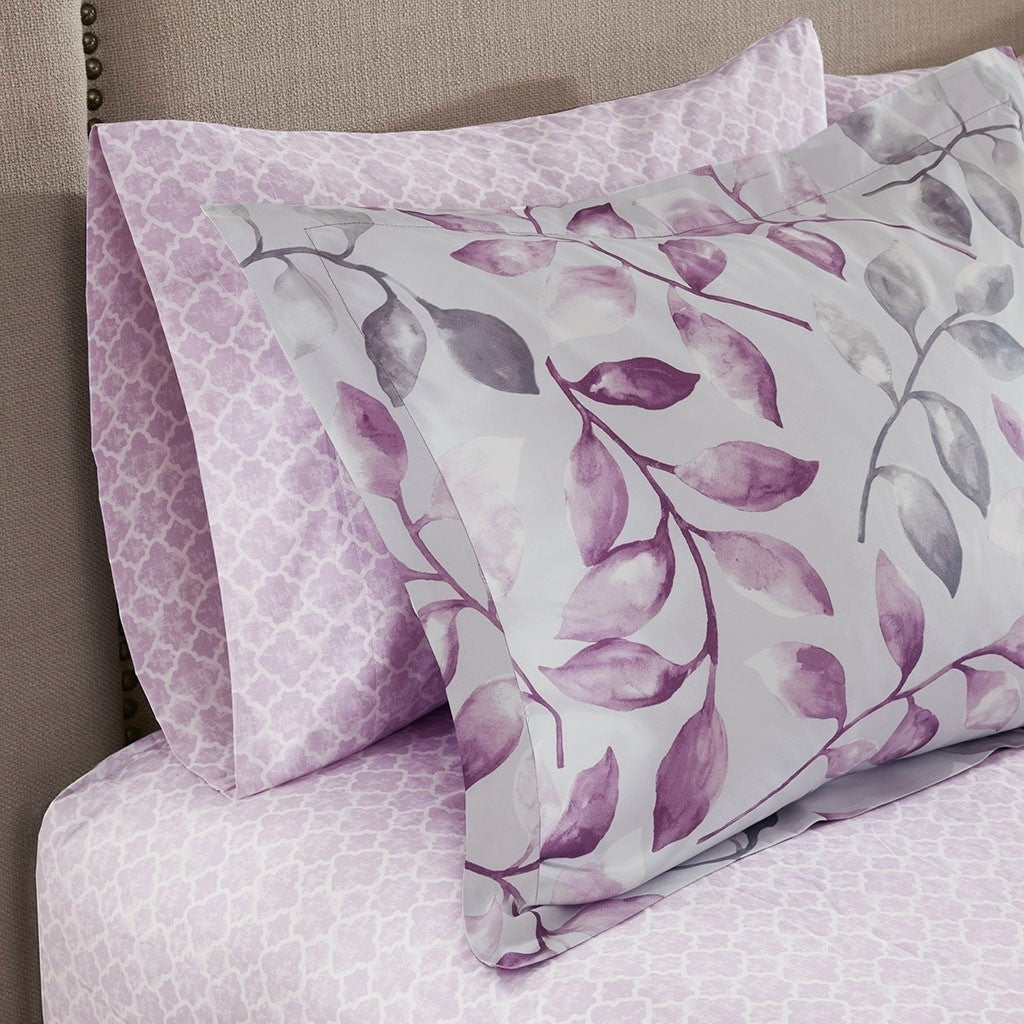 Gracie Mills Amalia 9-Piece Floral Comforter Set Purple Cotton Sheets GRACE-8147 Image 3