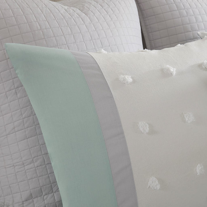 Gracie Mills Olga 7-Piece Cotton Jacquard Comforter Set Ivory Grey Seafoam GRACE-9424 Image 3