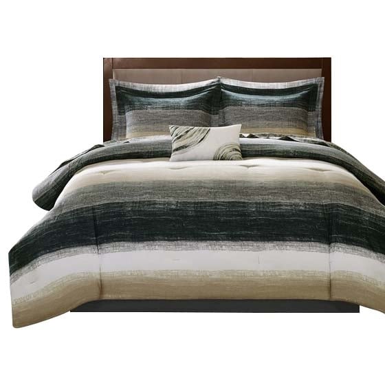 Gracie Mills Ianne Modern 9-Piece Watercolor Stripe Comforter Set with Cotton Bed Sheets - GRACE-5686 Image 4