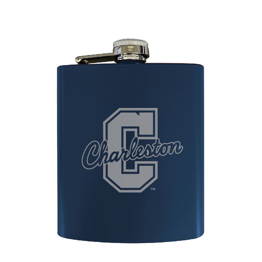 College of Charleston Stainless Steel Etched Flask - Choose Your Color Image 2