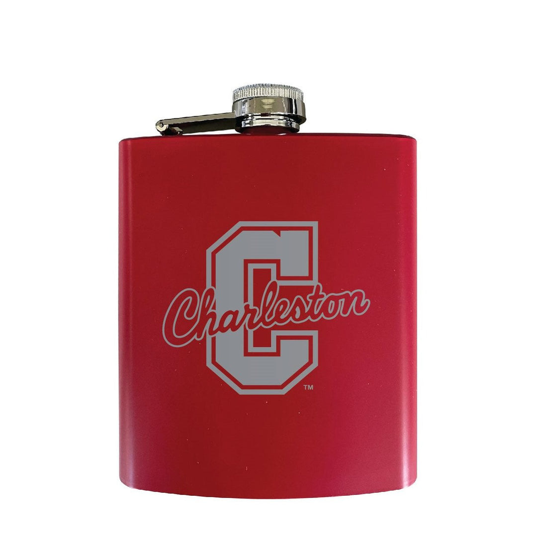 College of Charleston Stainless Steel Etched Flask - Choose Your Color Image 1