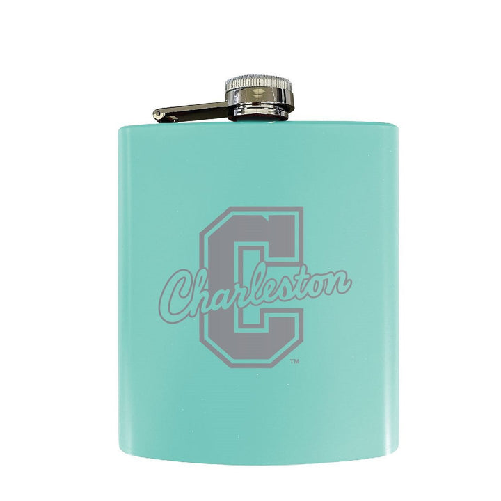 College of Charleston Stainless Steel Etched Flask - Choose Your Color Image 1