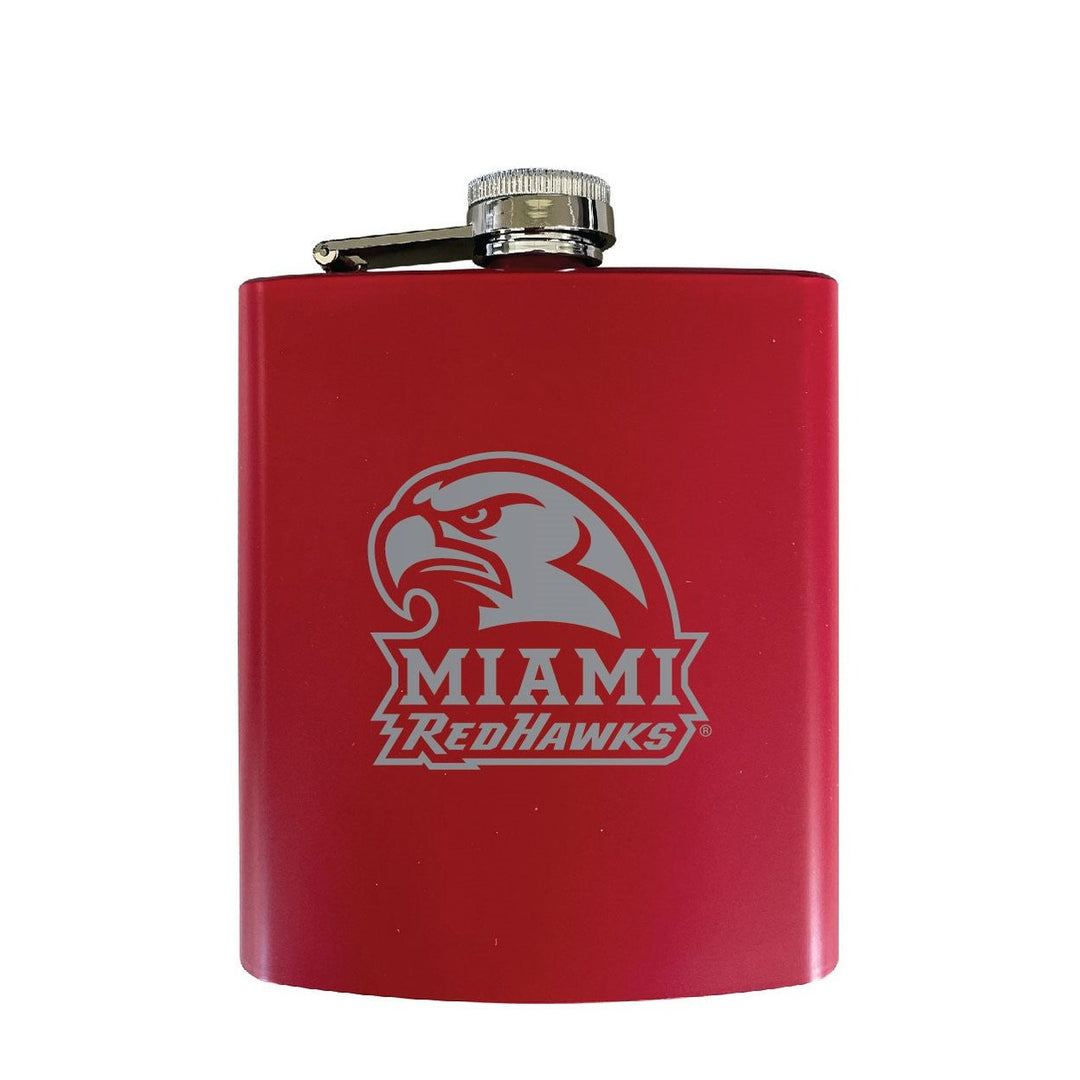 Miami of Ohio Stainless Steel Etched Flask - Choose Your Color Image 1