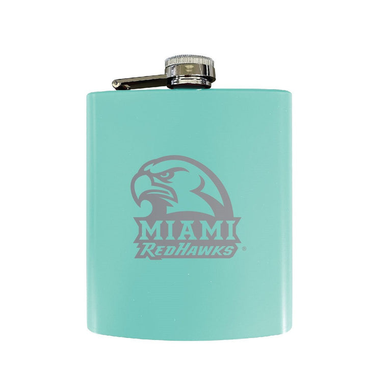 Miami of Ohio Stainless Steel Etched Flask - Choose Your Color Image 3