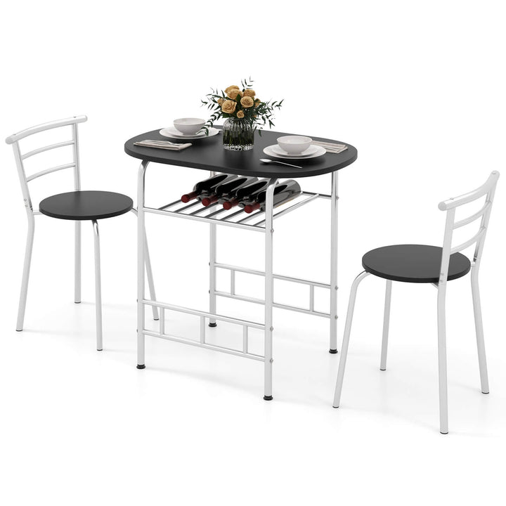 Costway 3 Pcs Dining Set 2 Chairs And Table Compact Bistro Pub Breakfast Home Kitchen Image 2