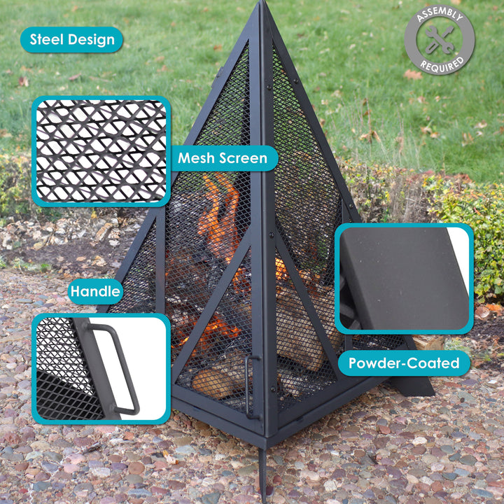 Sunnydaze Majestic Pyramid Heavy-Duty Steel Outdoor Fire Pit Image 4