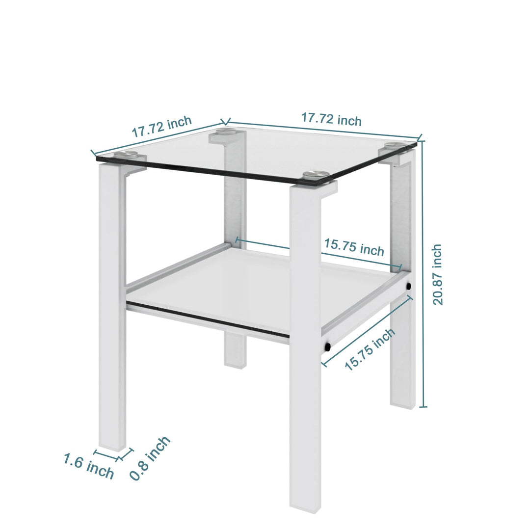 Glass Two Layer Round Tea Table Small Bedroom Corner Living Room White Side Table Image 6