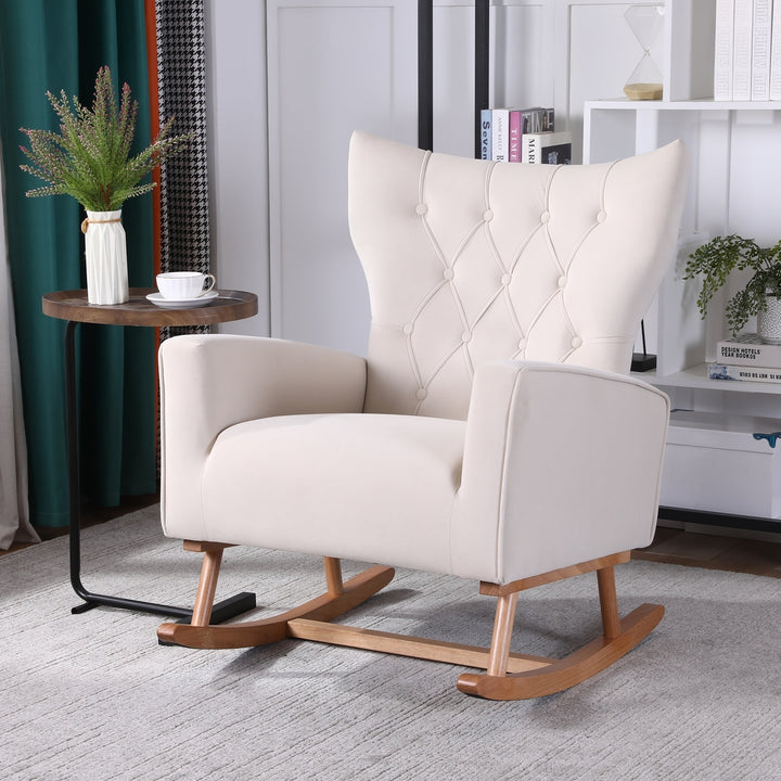 High Backrest Modern Accent Chair for Living Room, Lounge Arm Rocking Chair Image 1