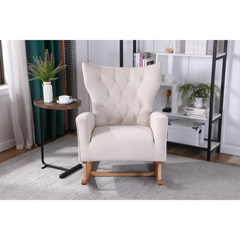 High Backrest Modern Accent Chair for Living Room, Lounge Arm Rocking Chair Image 2