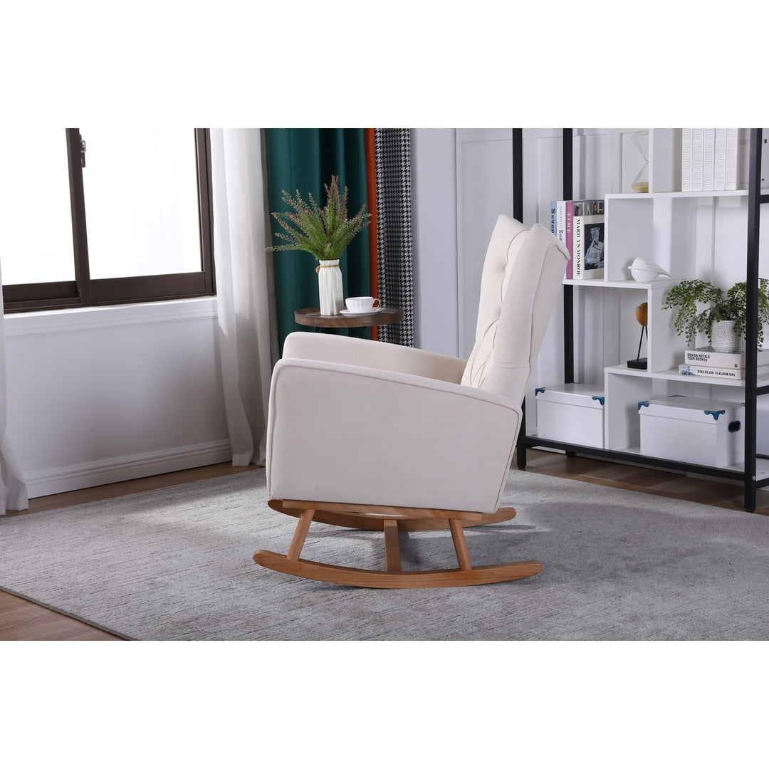 High Backrest Modern Accent Chair for Living Room, Lounge Arm Rocking Chair Image 3