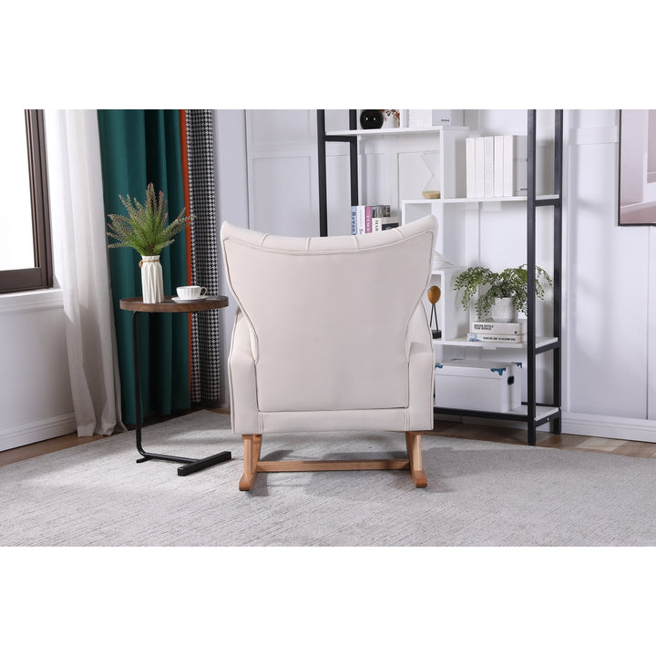 High Backrest Modern Accent Chair for Living Room, Lounge Arm Rocking Chair Image 4