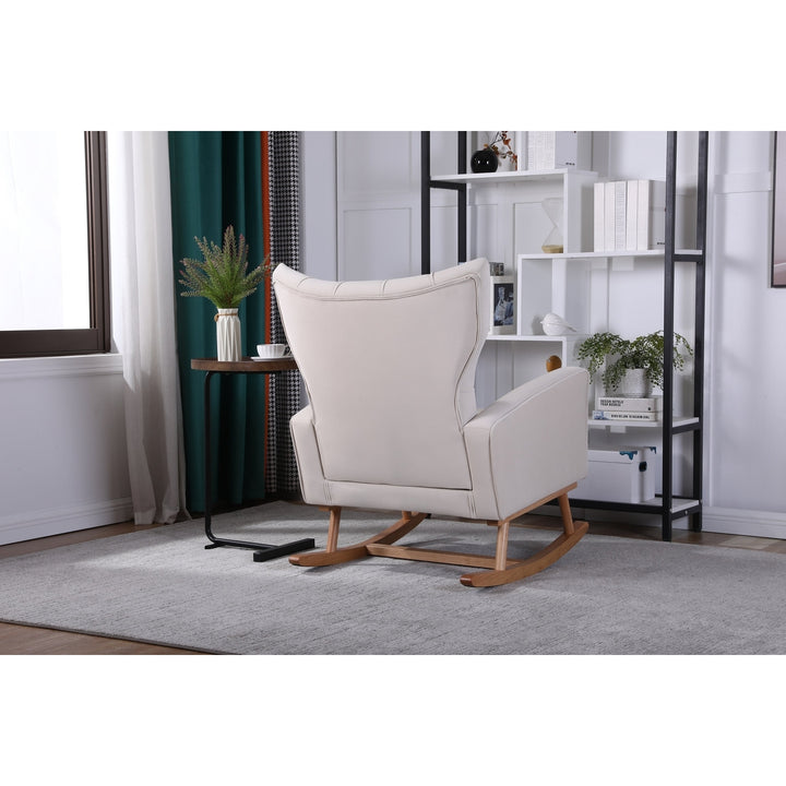 High Backrest Modern Accent Chair for Living Room, Lounge Arm Rocking Chair Image 5