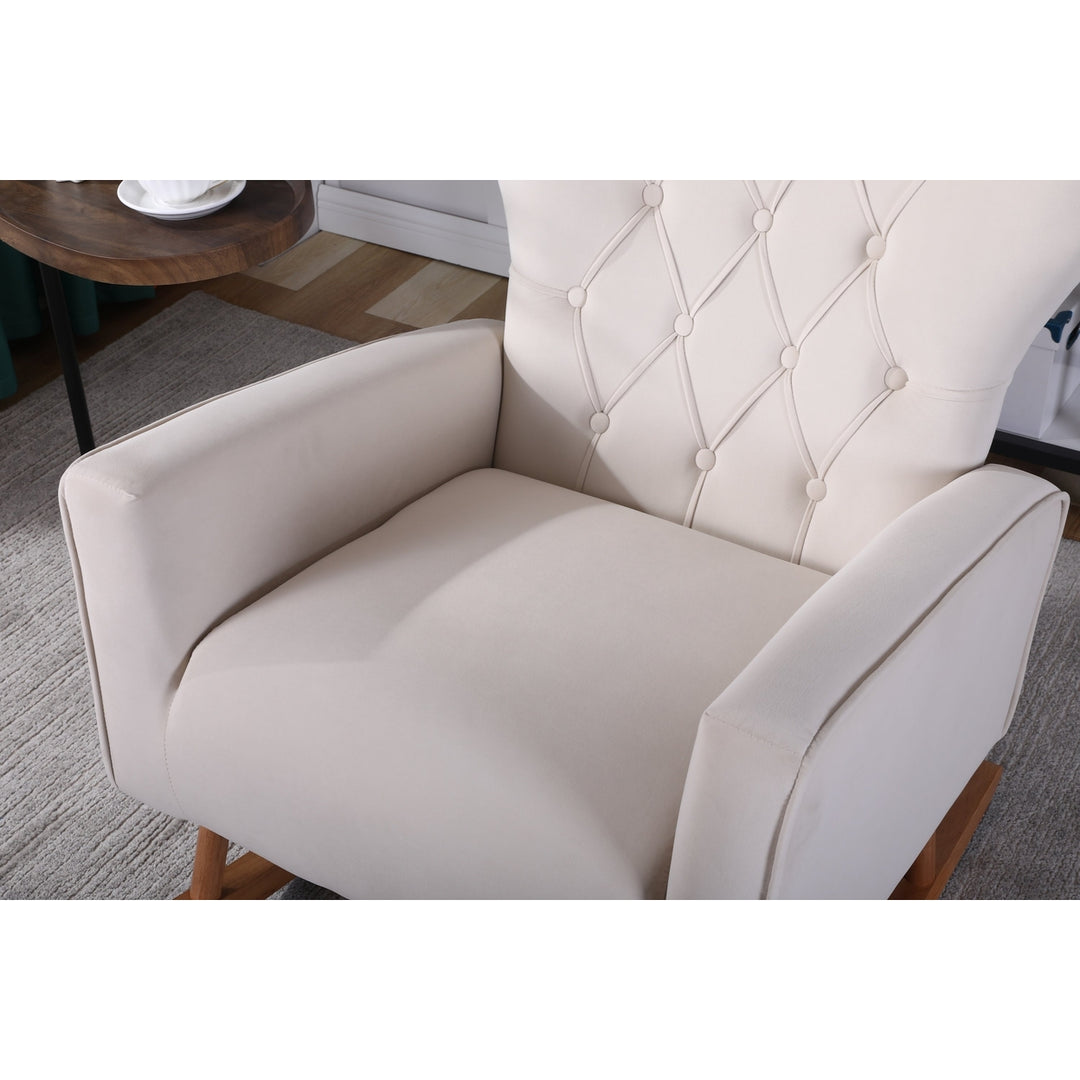 High Backrest Modern Accent Chair for Living Room, Lounge Arm Rocking Chair Image 6