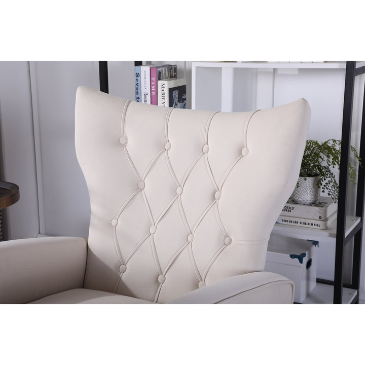 High Backrest Modern Accent Chair for Living Room, Lounge Arm Rocking Chair Image 7