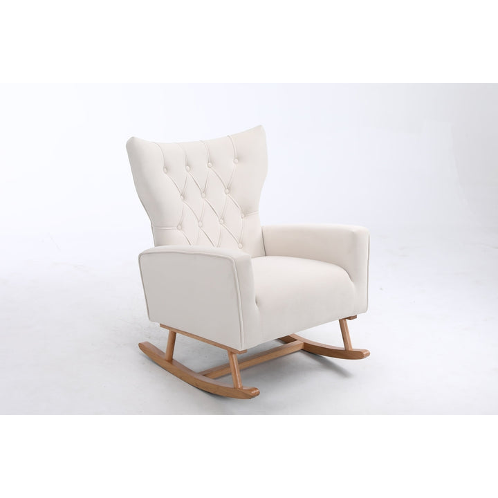 High Backrest Modern Accent Chair for Living Room, Lounge Arm Rocking Chair Image 10