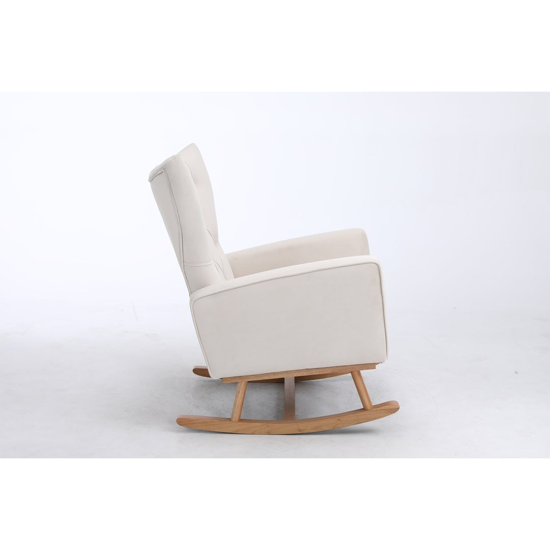 High Backrest Modern Accent Chair for Living Room, Lounge Arm Rocking Chair Image 12