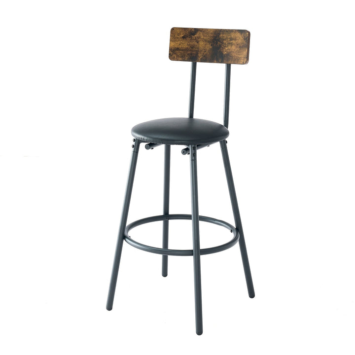 Industrial Metal Wood Side Table with 2 Chairs Adjustable Bistro Pub Table 47x16 Image 6