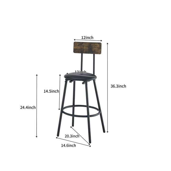 Industrial Metal Wood Side Table with 2 Chairs Adjustable Bistro Pub Table 47x16 Image 10