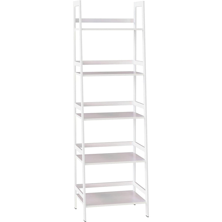 5 Tier White Ladder Shelf Bookcase for Bedroom, Living Room, Office - Modern Open Bookshelf Image 1