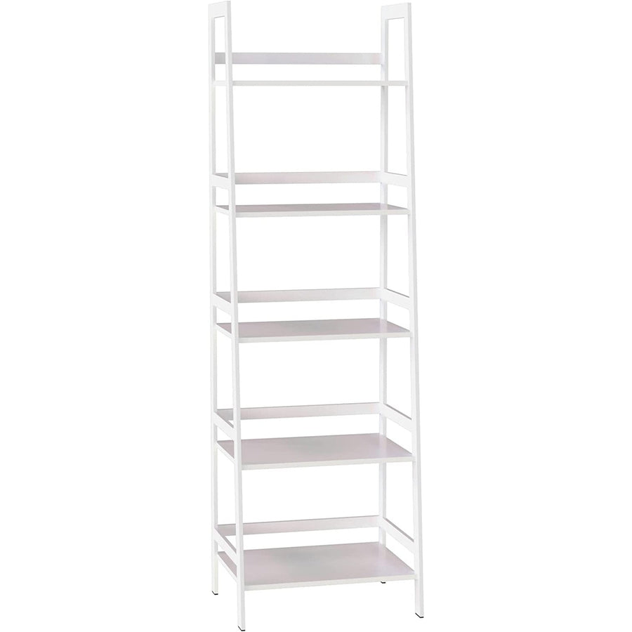 5 Tier White Ladder Shelf Bookcase for Bedroom, Living Room, Office - Modern Open Bookshelf Image 1
