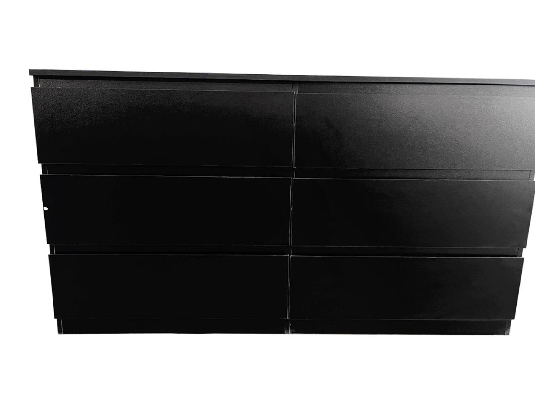 Black 6 Drawer Double Dresser Particle Board Freestanding Storage Organizer 55in Image 6