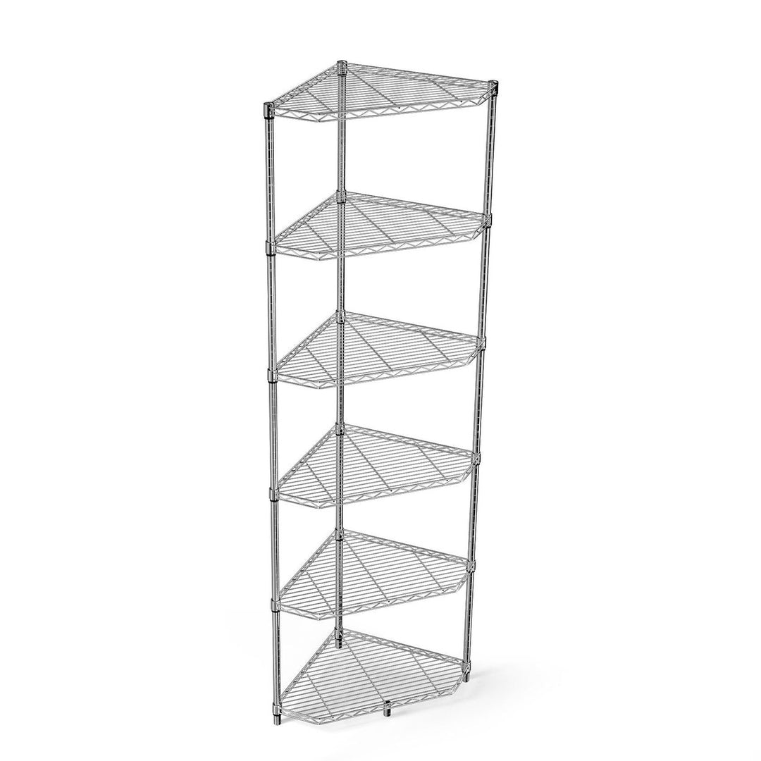 6 Tier Corner Wire Shelf Rack Adjustable Metal Heavy Duty Free Standing Storage Display for Bathroom Living Room Kitchen Image 1