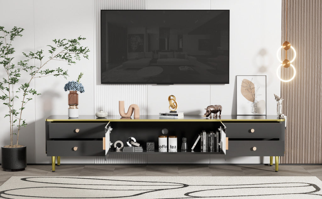 65+ Inch TV Stand for Living Room, Modern Entertainment Center Console Table with Storage - TV Media Cabinet Furniture Image 3