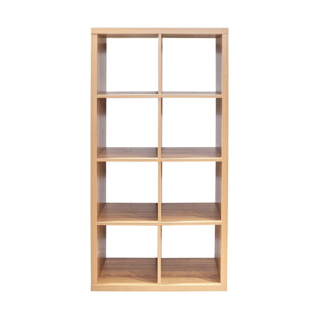 Walnut 8-Cube Organizer Storage Open Back Shelves 2x4 Bookcase for Home Office Image 5