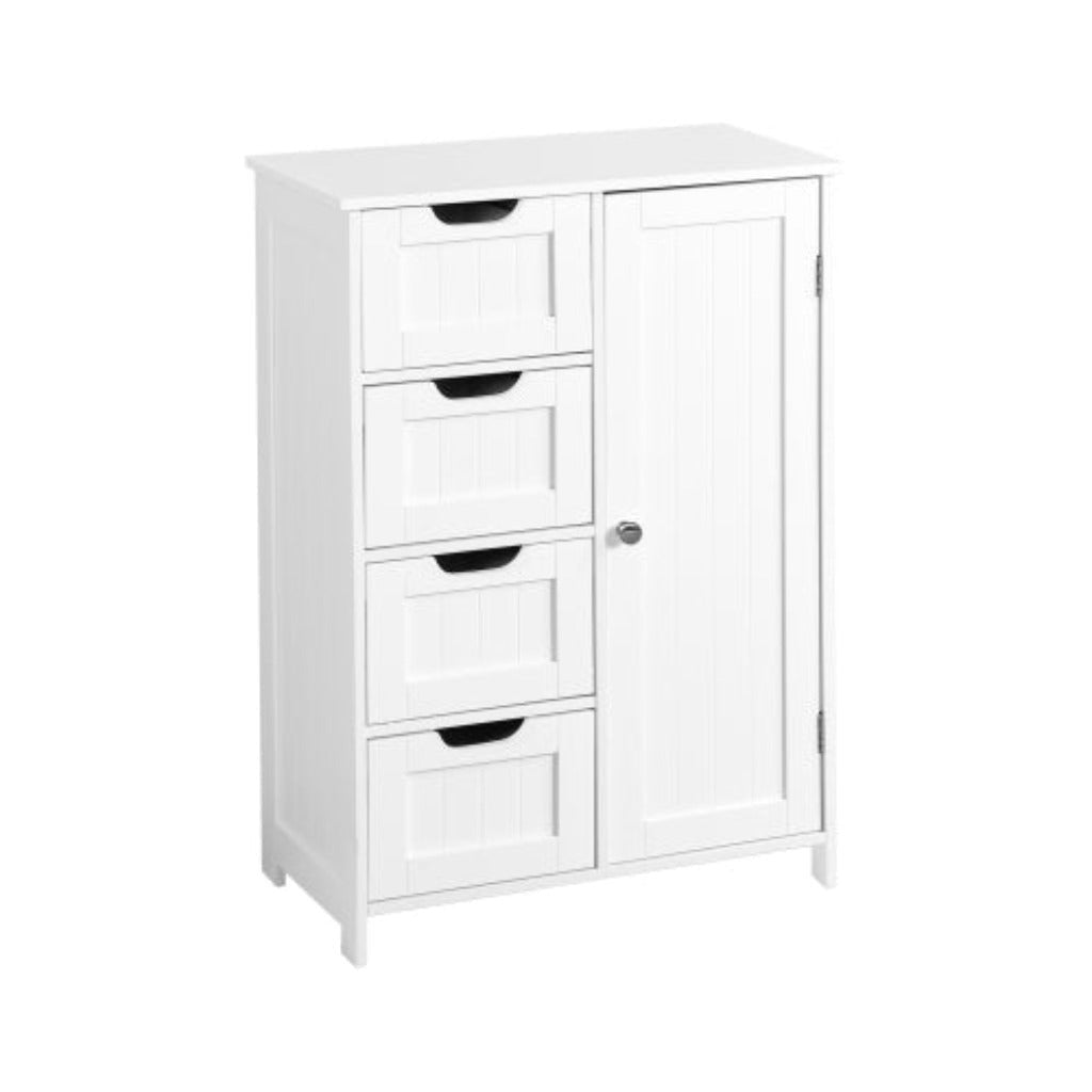 Bathroom Storage Cabinet Adjustable Shelf Drawers White MDF Floor Cabinet Image 2