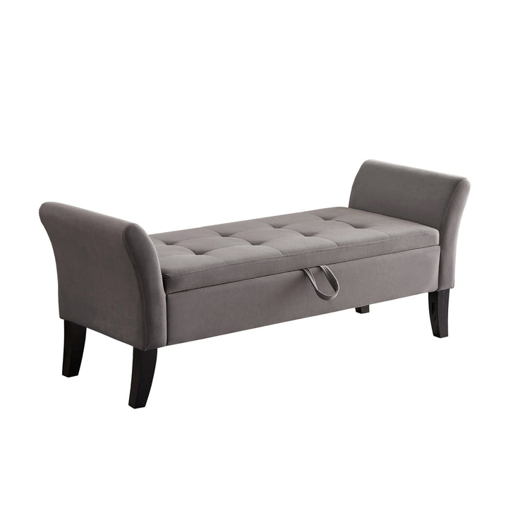 51.5 Inch Bed Bench with Storage Grey Velvet Upholstered Seat Modern Furniture for Bedroom Entryway Living Room Image 7