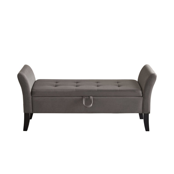 51.5 Inch Bed Bench with Storage Grey Velvet Upholstered Seat Modern Furniture for Bedroom Entryway Living Room Image 8