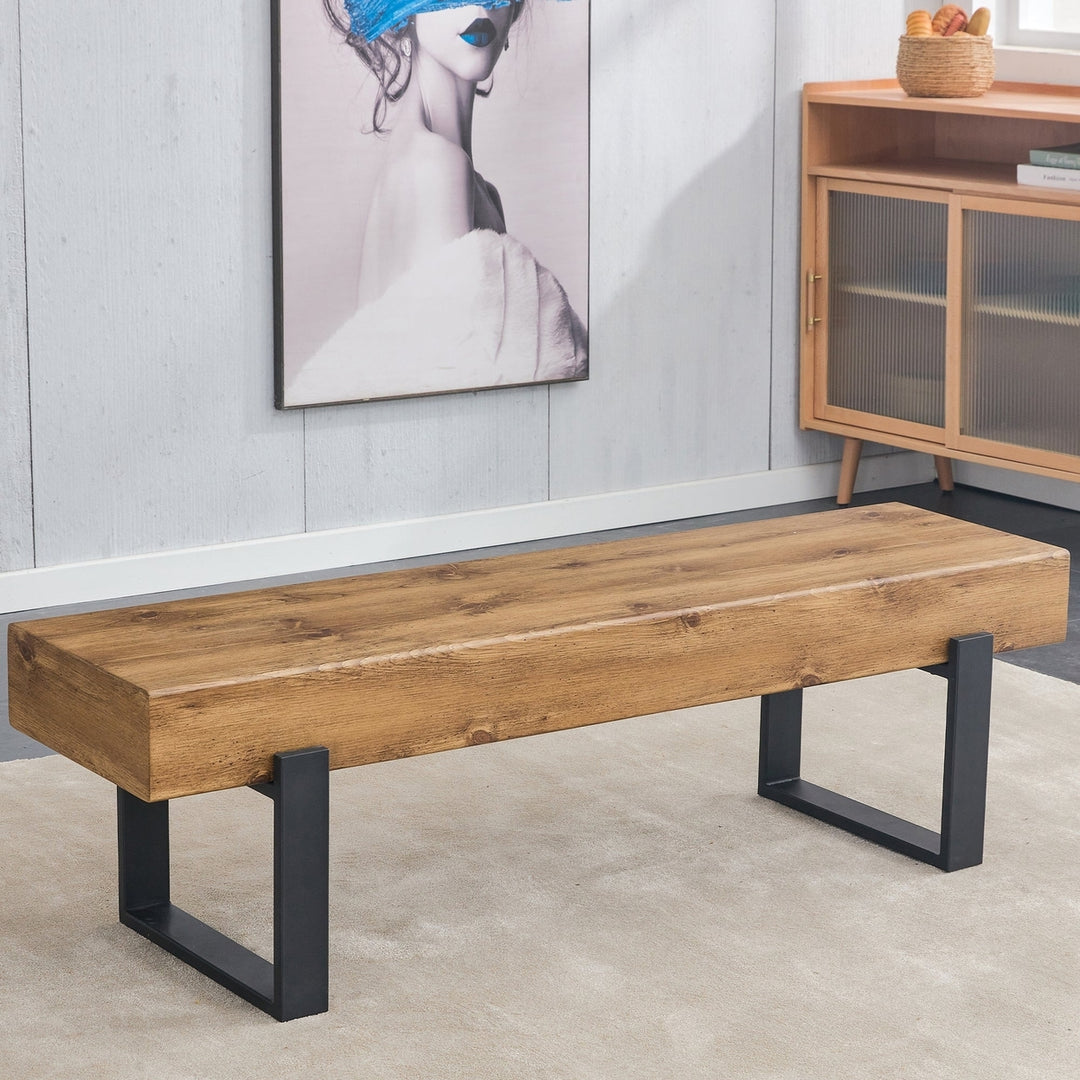 Farmhouse Dining Bench Seat Industrial Style 59 Inch Storage Entryway Bench Image 2