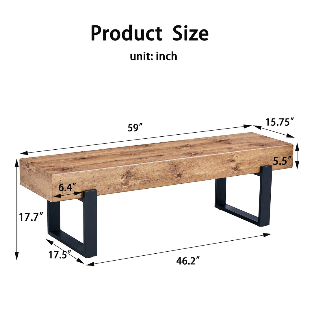 Farmhouse Dining Bench Seat Industrial Style 59 Inch Storage Entryway Bench Image 3