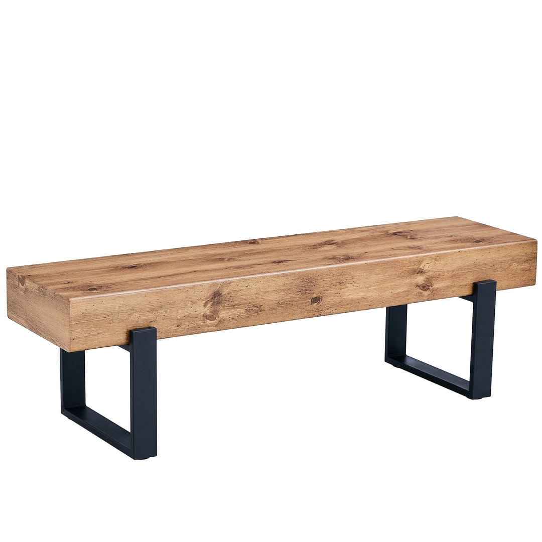 Farmhouse Dining Bench Seat Industrial Style 59 Inch Storage Entryway Bench Image 9