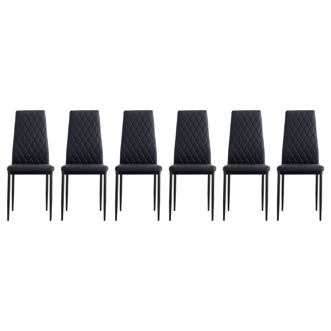 Dining Chair Set of 6 Modern Black PU Comfortable Seating for Dining Room Image 5