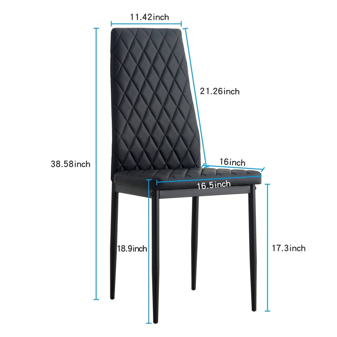 Dining Chair Set of 6 Modern Black PU Comfortable Seating for Dining Room Image 6