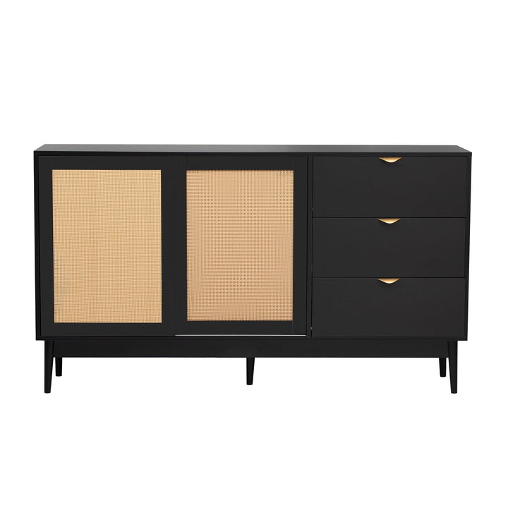 Featured Two-door Storage Cabinet with Three Drawers and Metal Handles - Suitable for Corridors, Entrances, Living Image 5