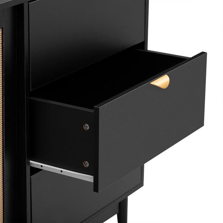 Featured Two-door Storage Cabinet with Three Drawers and Metal Handles - Suitable for Corridors, Entrances, Living Image 11