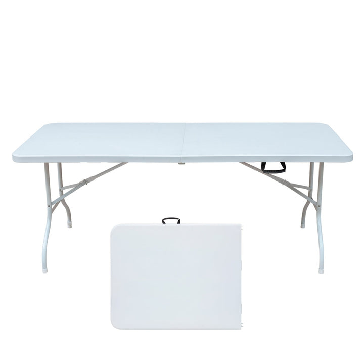 6ft Folding Table Portable Plastic Table for Camping Picnics Parties High Load Bearing Foldable White Table Image 1