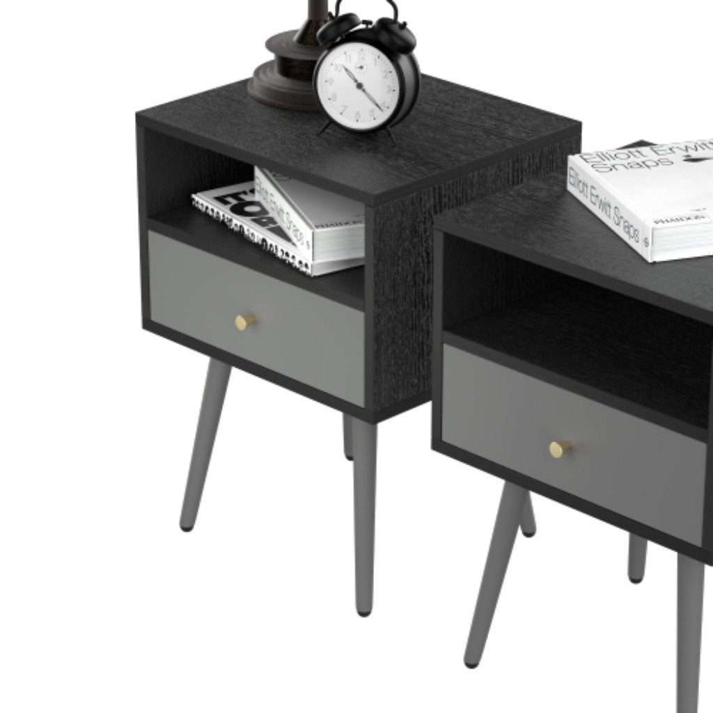 Modern Bedside Tables Set of 2 Nightstands with Storage Drawer Chic Simple Assembly End Tables for Bedroom Living Room Image 2