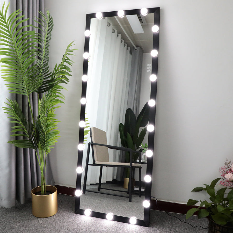 Full Length Mirror with Lights 3 Color Modes Lighted Standing Floor Mirror for Dressing Room Bedroom Wall Mounted Touch Image 1