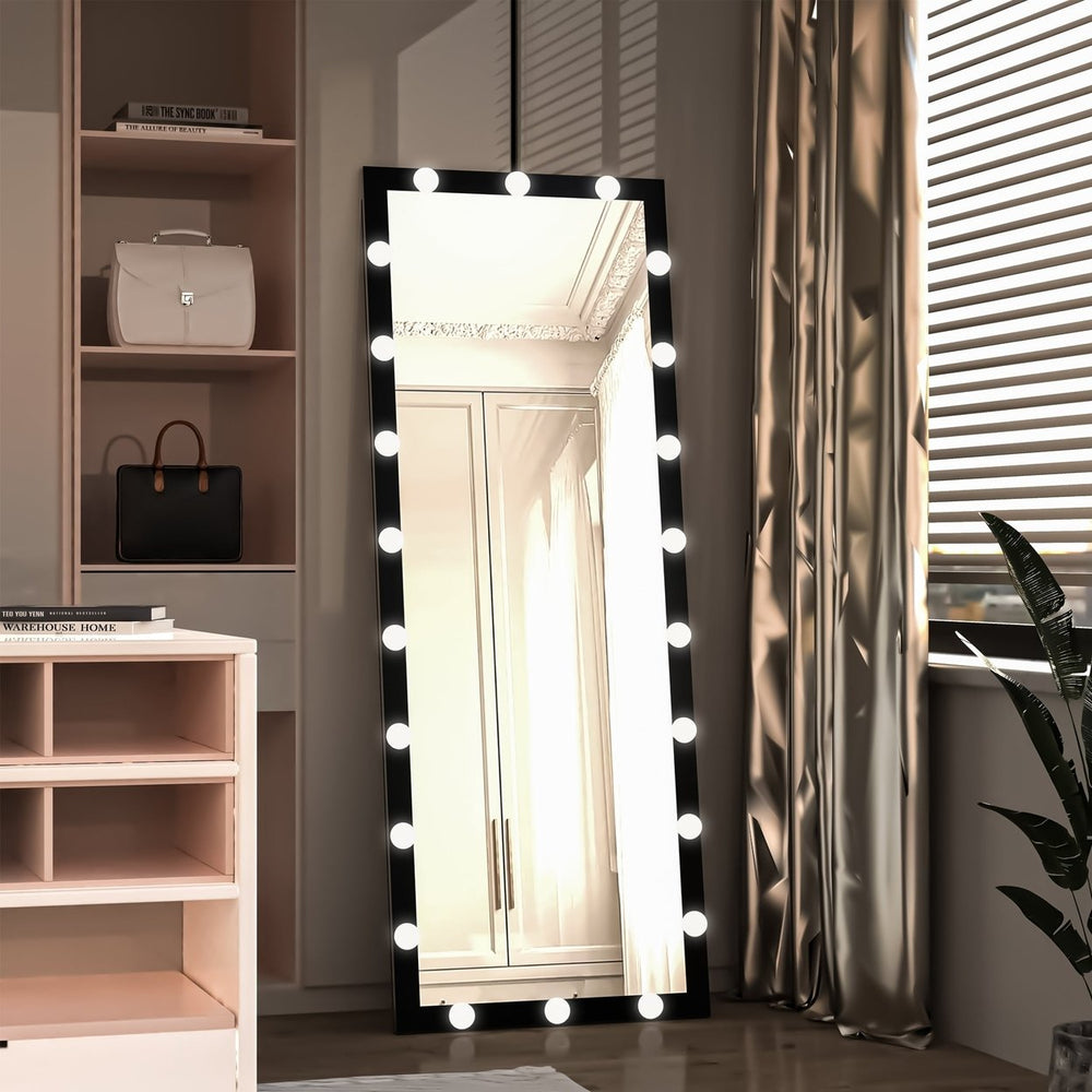 Full Length Mirror with Lights 3 Color Modes Lighted Standing Floor Mirror for Dressing Room Bedroom Wall Mounted Touch Image 2