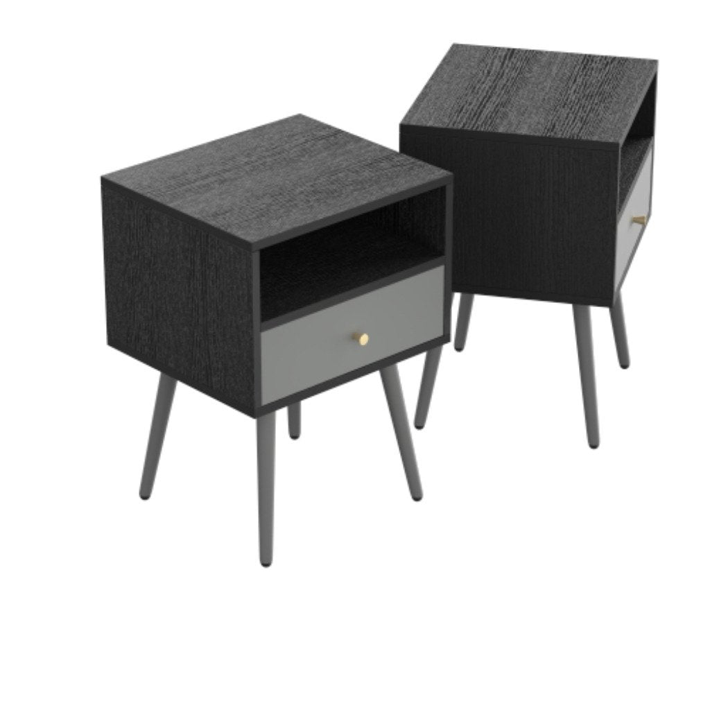 Modern Bedside Tables Set of 2 Nightstands with Storage Drawer Chic Simple Assembly End Tables for Bedroom Living Room Image 4