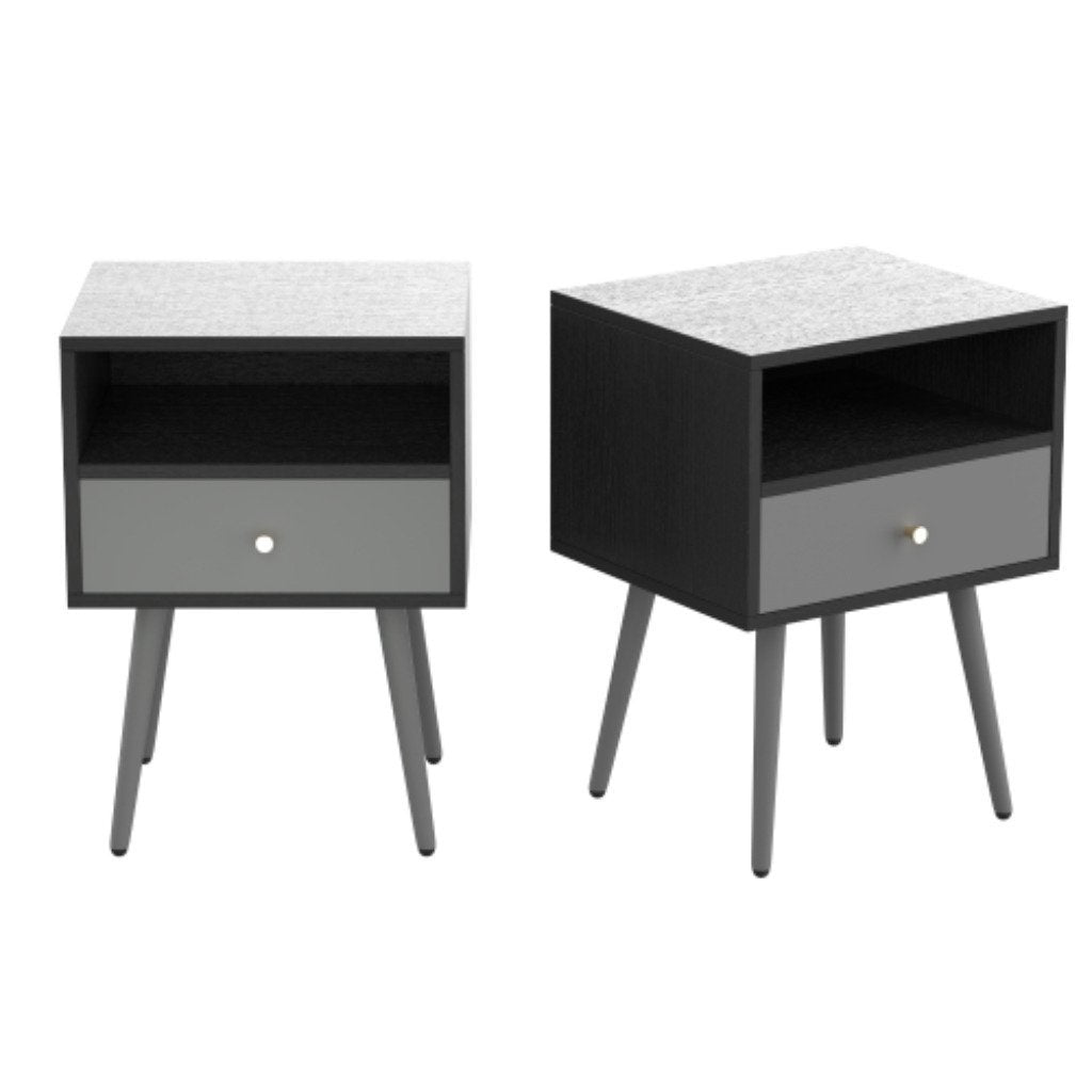 Modern Bedside Tables Set of 2 Nightstands with Storage Drawer Chic Simple Assembly End Tables for Bedroom Living Room Image 5